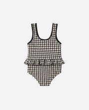 Load image into Gallery viewer, Black Gingham Skirted One-Piece Swimsuit
