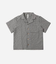 Load image into Gallery viewer, Black Check Lapel Collar Shirt
