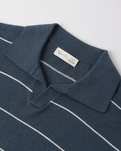 Load image into Gallery viewer, Navy Stripe Chandler Knit Polo
