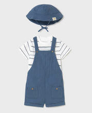 Load image into Gallery viewer, Dusty Blue Stripe Overall 3pc Set
