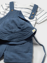 Load image into Gallery viewer, Dusty Blue Stripe Overall 3pc Set
