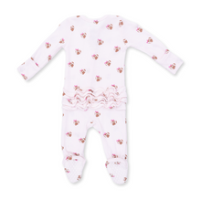 Load image into Gallery viewer, Mini Football Hearts Ruffle Two-Way Zip Footie
