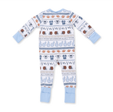 Load image into Gallery viewer, Football Stripe 2-Way Zipper Romper
