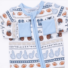 Load image into Gallery viewer, Football Stripe 2-Way Zipper Romper
