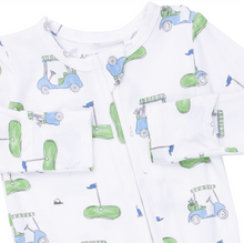 Load image into Gallery viewer, Golf Carts Blue Two-Way Zip Footie
