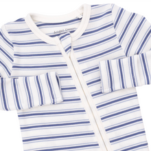 Load image into Gallery viewer, Vintage Stripe Blue Two-Way Zip Footie
