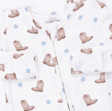 Load image into Gallery viewer, Mini Cowboy Boots Two-Way Zip Footie
