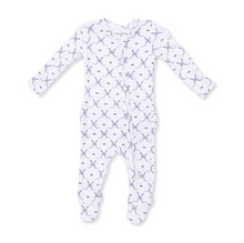 Load image into Gallery viewer, Simple Hockey Pink Ruffle Two-Way Zip Footie
