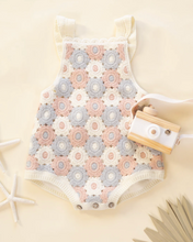 Load image into Gallery viewer, Crochet Romper - Blue, Light Pink, Ivory
