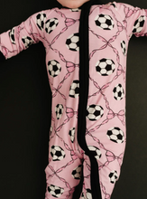 Load image into Gallery viewer, Pink Soccer Season Convertible Footie
