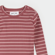 Load image into Gallery viewer, Dark Rose Stripe Rib PJ Set
