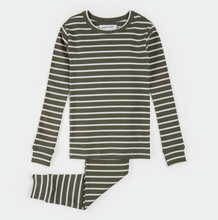 Load image into Gallery viewer, Farm Green Stripe Rib PJ Set
