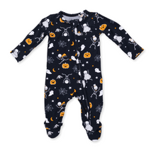 Load image into Gallery viewer, Halloween Skeleton Buddies Glow In The Dark Two-Way Zip Footie
