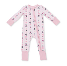 Load image into Gallery viewer, Bowtiful Hockey Stripe 2-Way Zipper Romper
