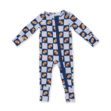 Load image into Gallery viewer, Football Patchwork 2-Way Zipper Romper
