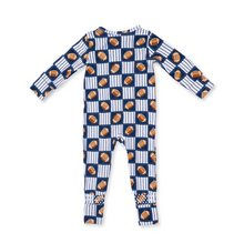 Load image into Gallery viewer, Football Patchwork 2-Way Zipper Romper

