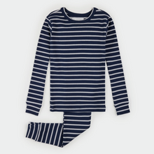 Load image into Gallery viewer, Navy Stripe Rib PJ Set
