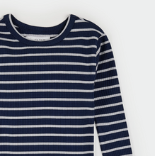 Load image into Gallery viewer, Navy Stripe Rib PJ Set
