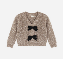 Load image into Gallery viewer, Heathered Stone Bow Cardigan
