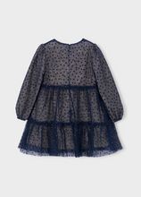 Load image into Gallery viewer, Navy Tulle Printed Dress
