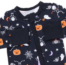 Load image into Gallery viewer, Halloween Skeleton Buddies Glow In The Dark 2-Way Zipper Romper
