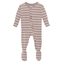 Load image into Gallery viewer, Lavender Bliss Stripe Zip Footie

