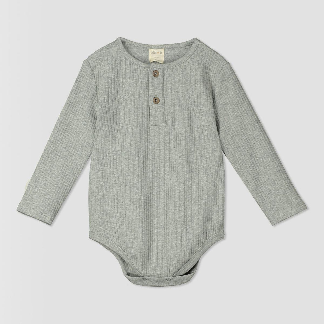Grey Ribbed Long Sleeve Onesie