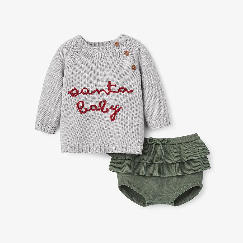 Grey Santa Baby Sweater & Bloomer Set