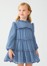 Load image into Gallery viewer, Dusty Blue Plumeti Chiffon Dress
