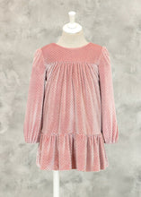 Load image into Gallery viewer, Pink Blush Glitter Polka Dot Velvet Dress
