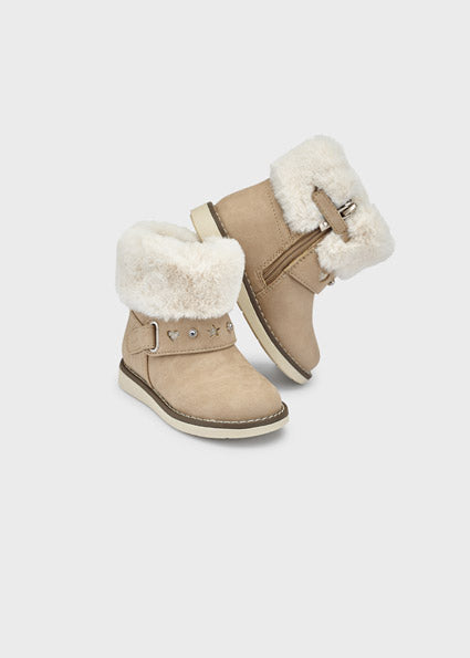 Natural Faux Fur Trim Boot