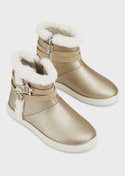 Gold Shimmer Faux Fur Booties