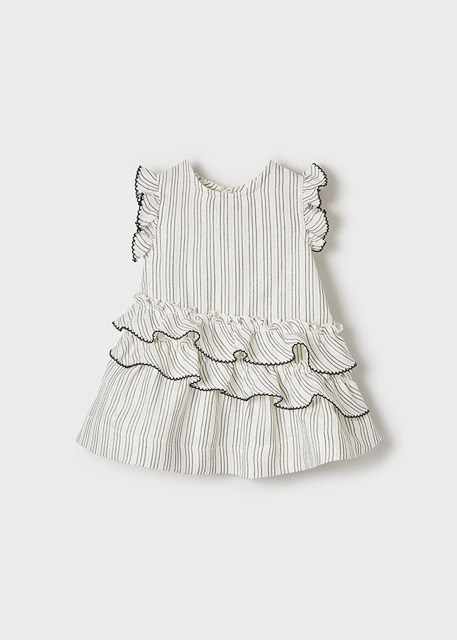 Asymmetrical Frill Stripes Dress