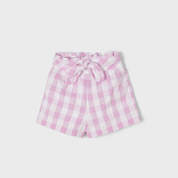 Bubblegum Gingham High-Waisted Shorts