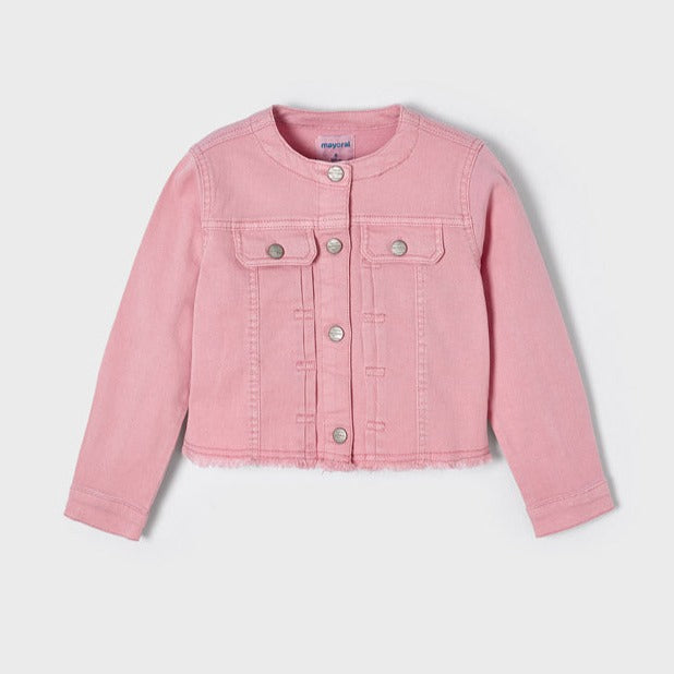 Pink Frayed Denim Jacket