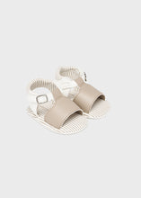 Load image into Gallery viewer, Taupe Stripes Velcro Baby Sandal
