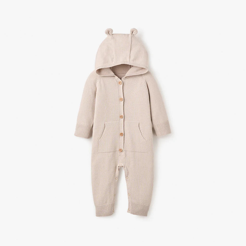 Taupe Knit Hooded Coverall