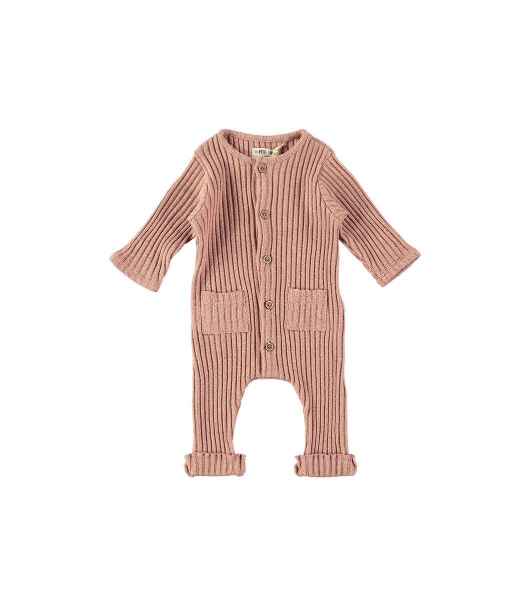 Pink Blush Ribbed Coverall