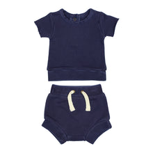 Load image into Gallery viewer, Indigo French Terry Tee &amp; Shorties Set
