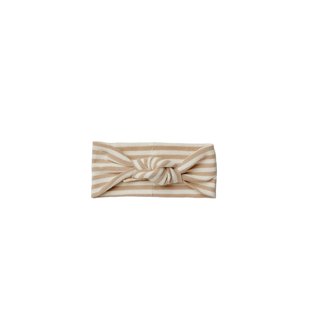 Latte Stripe Ribbed Knotted Headband