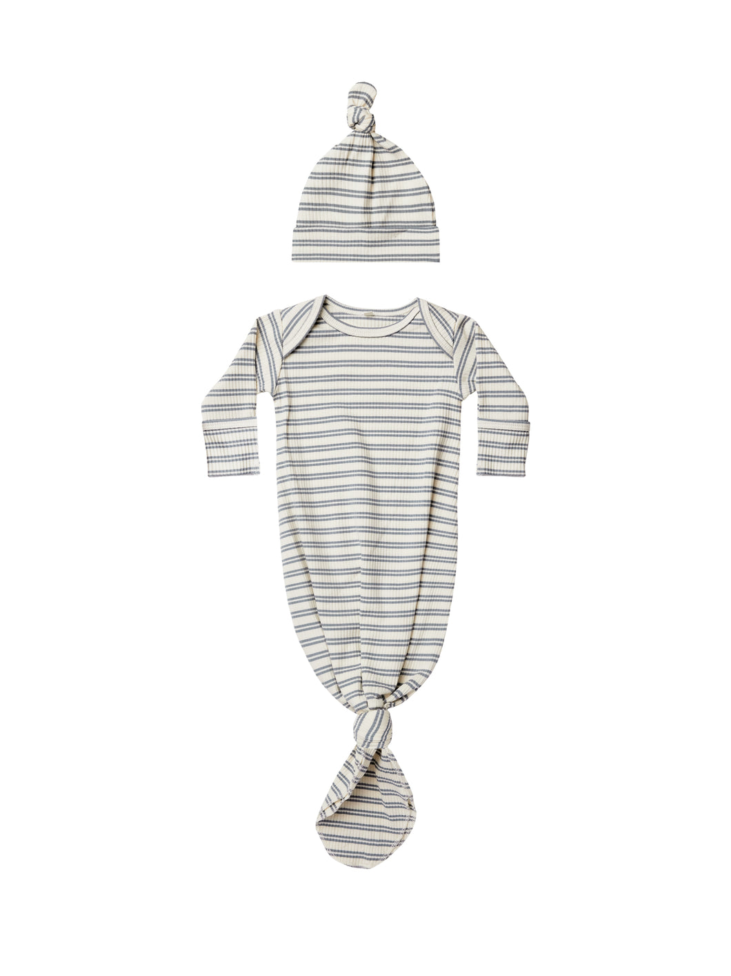 Ocean Stripe Knotted Gown & Hat Set