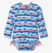 Load image into Gallery viewer, Nautical Whales Rashguard Swimsuit
