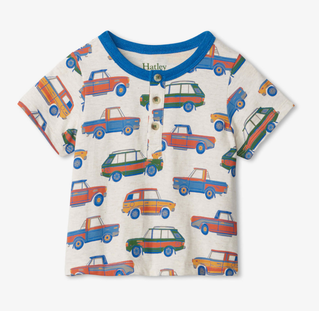 Vintage Cars Henley Tee