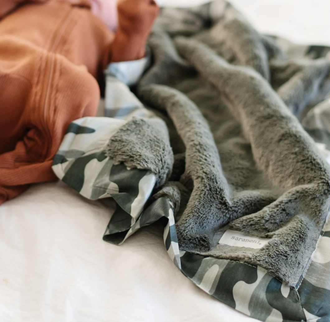 Camo Satin Border Receiving Blanket