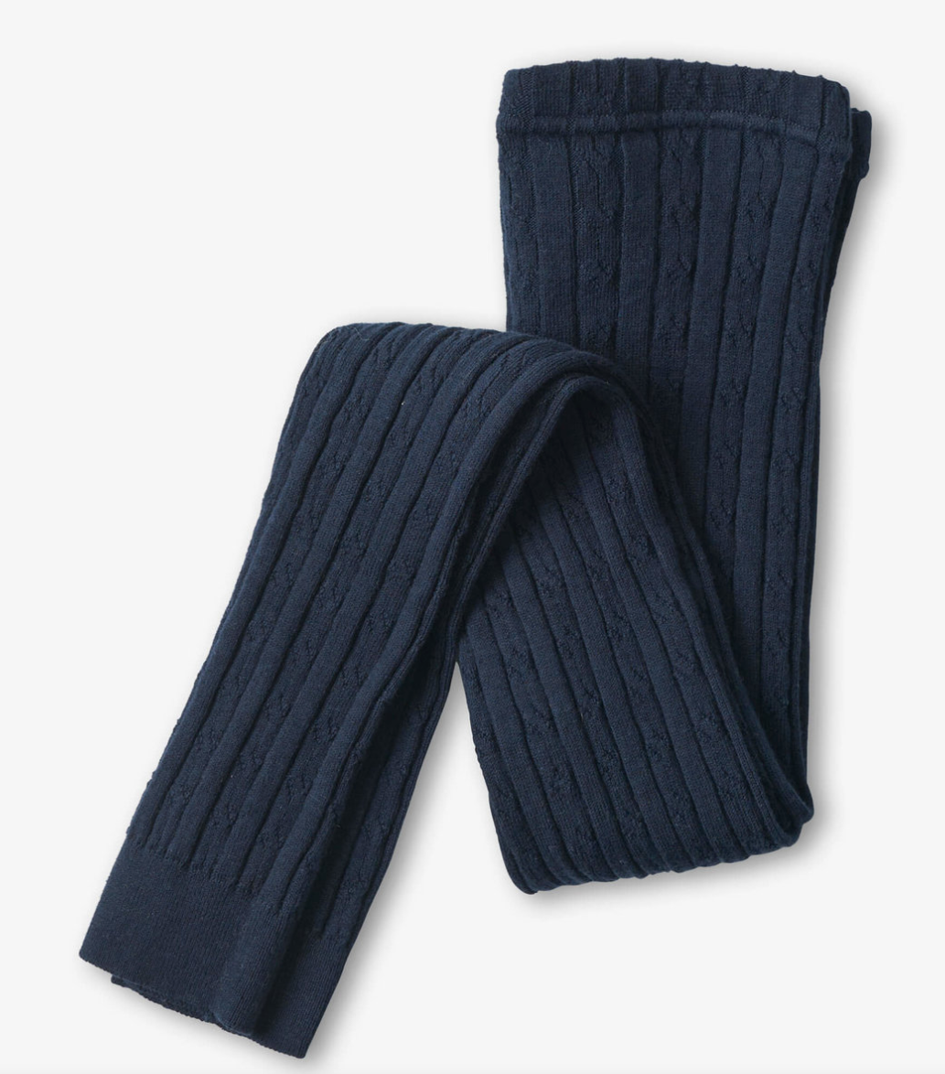 Navy Cable Knit Tights