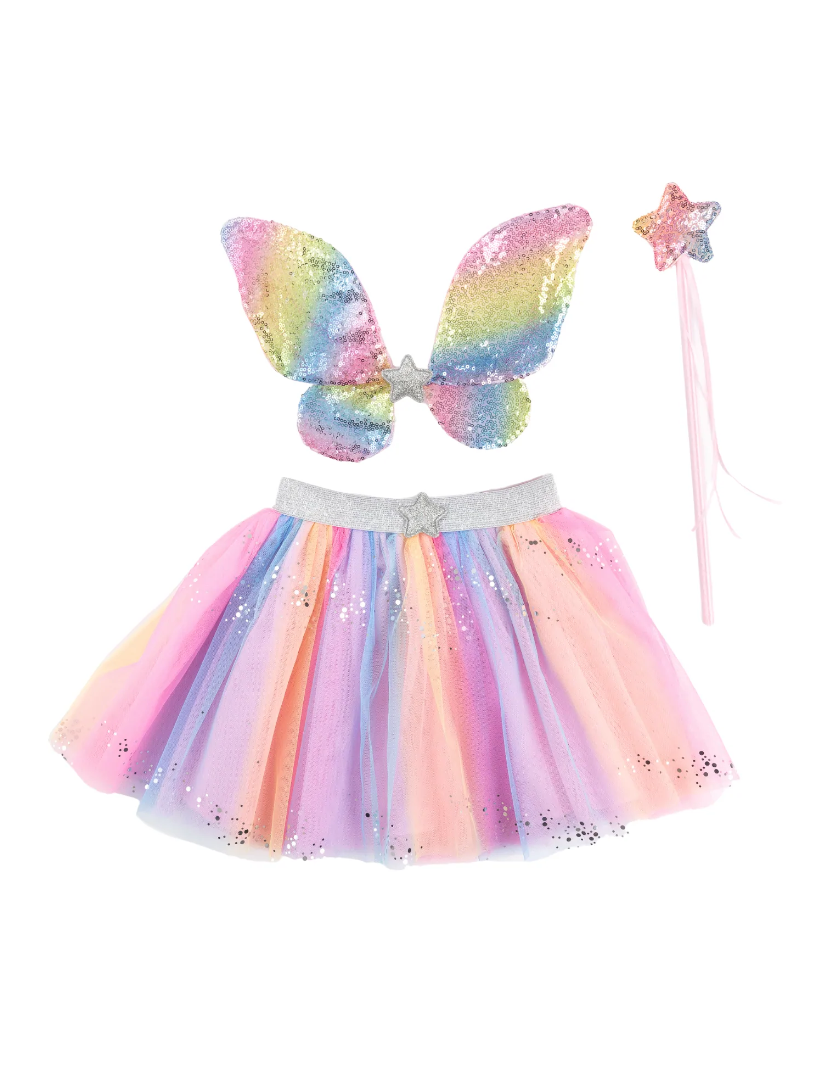 Rainbow Sequins Skirt/Wings/Wand Set