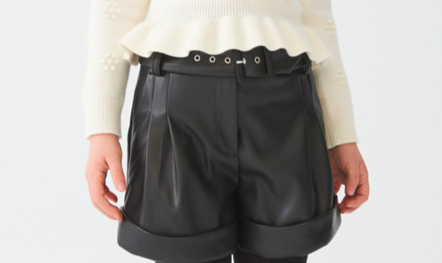 Faux Leather Belted Short
