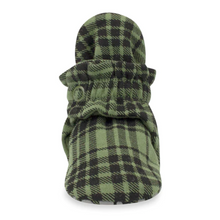 Load image into Gallery viewer, Olive Plaid Cotton Gripper Bootie

