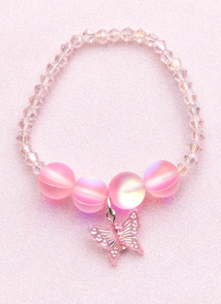 Pink Crystal Butterfly Bracelet