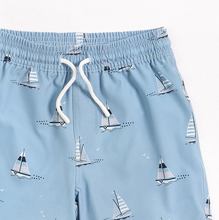 Load image into Gallery viewer, Blue Sailboats Swim Trunks
